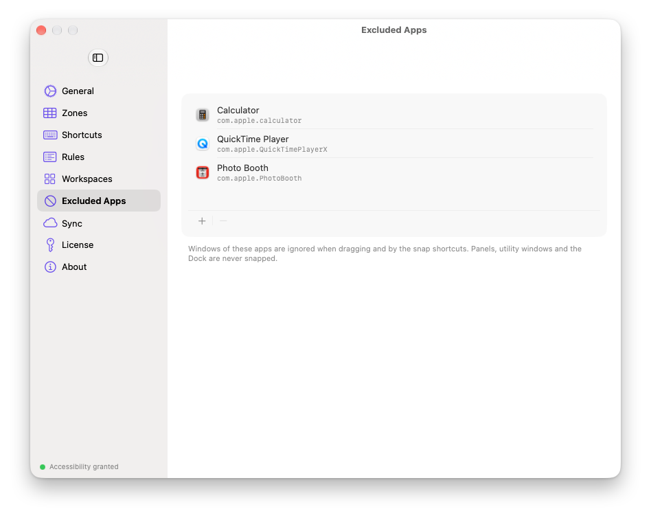 Settings › Excluded Apps before any app is added